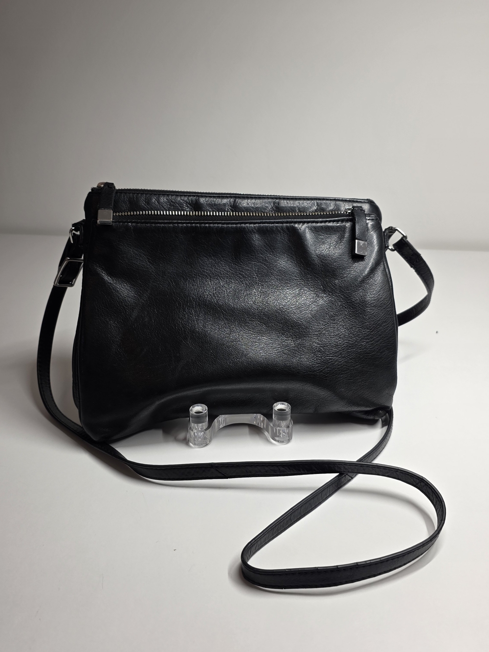 Classic Black Leather Crossbody Bag
